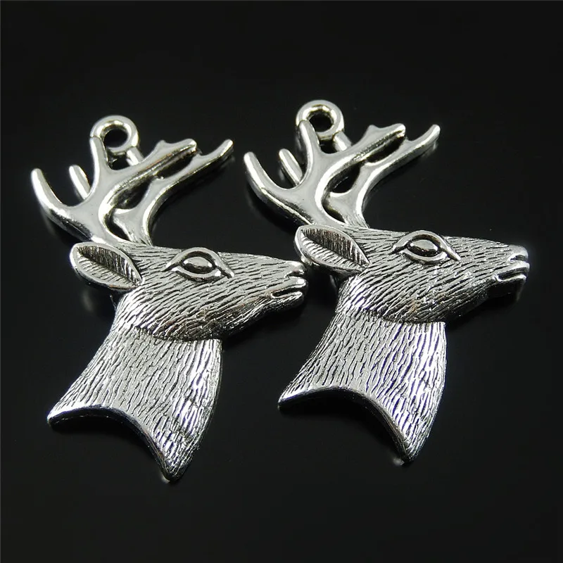 5 шт. старинное серебро голова оленя Талисманы украшения оптом нахождения Малый