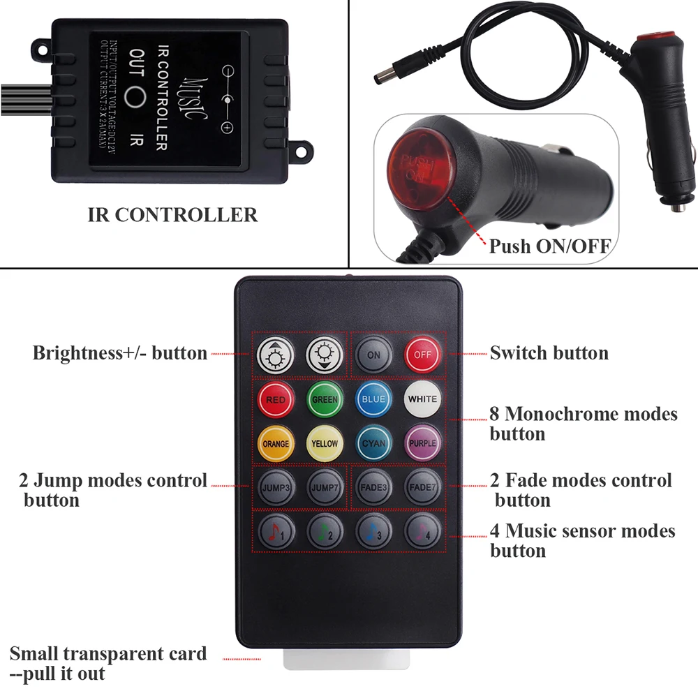 8 расцветок RGB гибкий неон полосы светильник 4 светодиодный Беспроводной пульт ДУ