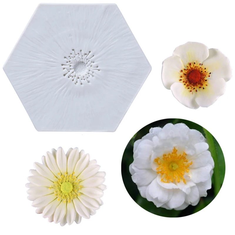 Силиконовая форма Anemone & Daisy Stamen для украшения торта шоколадной мастики Sugarcraft