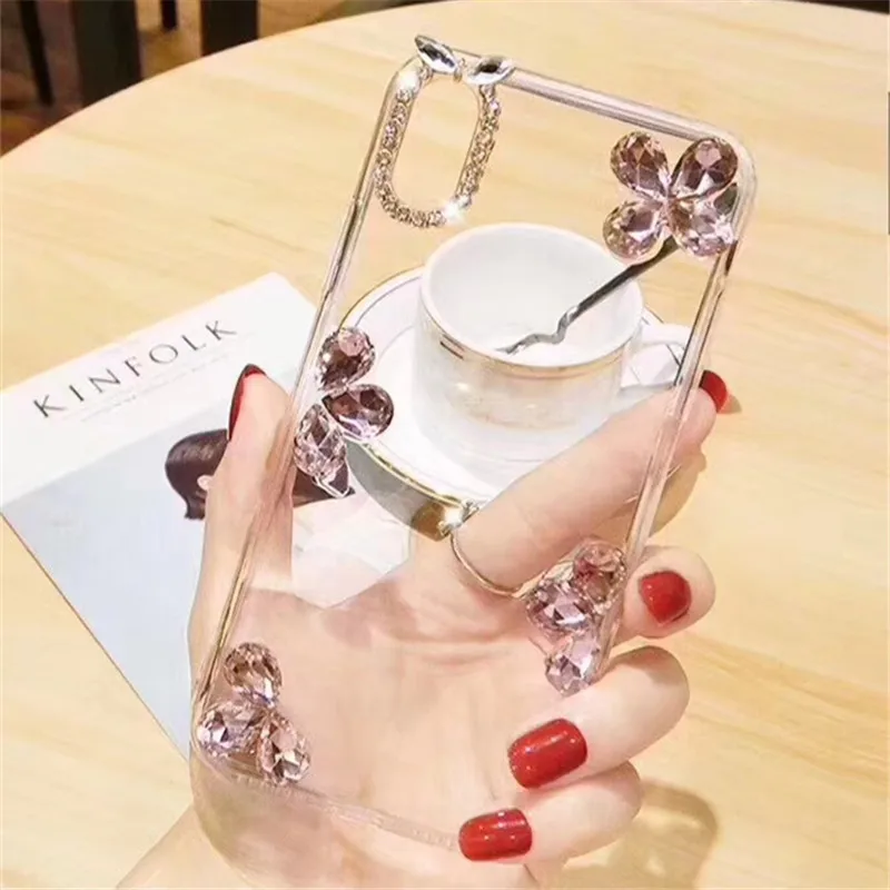 Для iPhone 6 6S 7 8 plus X роскошный женский летний чехол со стразами для телефона Blingbling