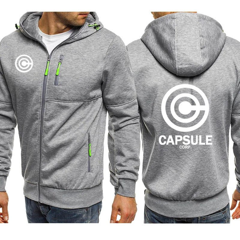 Anime Dragon Ball Hoodies Men Streetwear CAPSULE CORP printed Sweatshirts Fleece Warm Zipper Hooded Harajuku Hip Hop Tracksuit - Цвет: 802