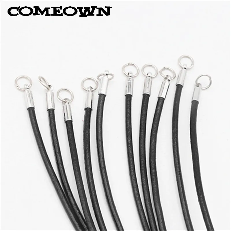 COMEOWN 10 шт. черный 2 мм 12 &quot 30&quot Натуральная кожа ожерелье шнур/веревка с застежкой