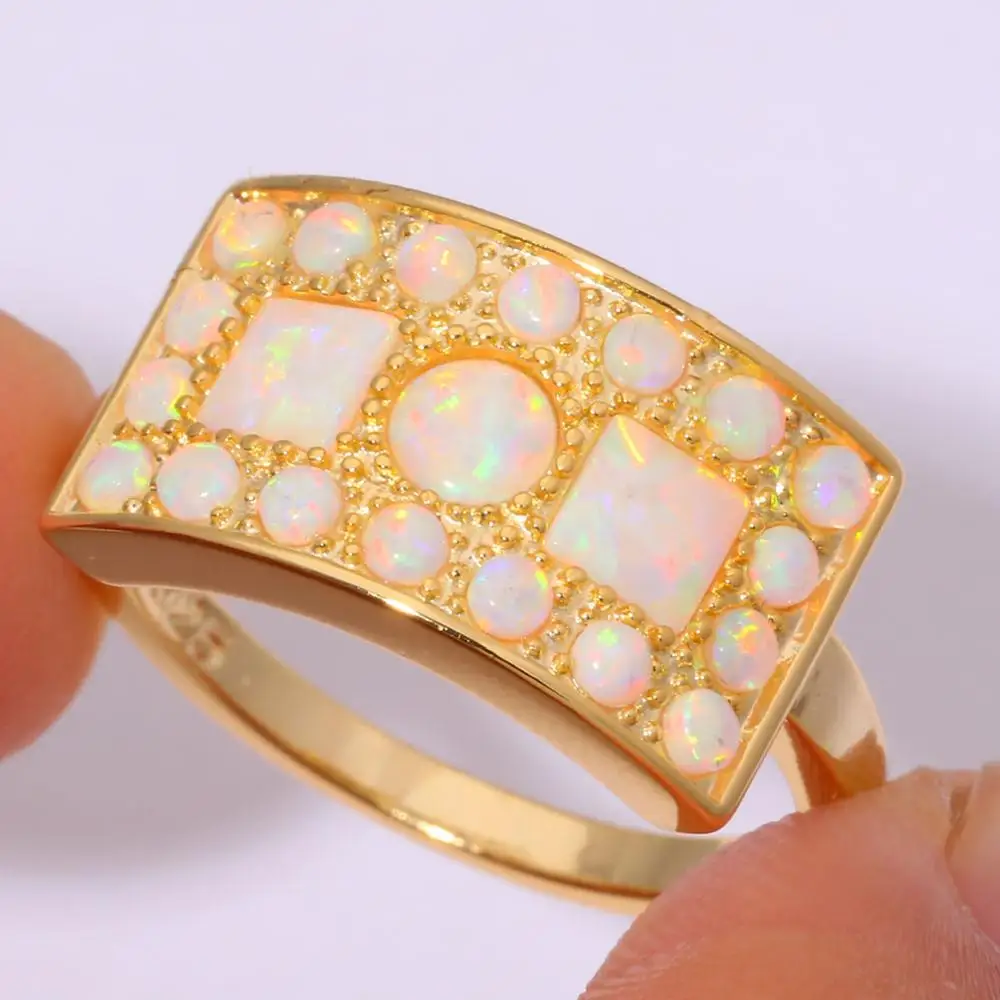 Создан Белый огненный опал желтого золота Цвет оптовая продажа Лидер продаж Мода