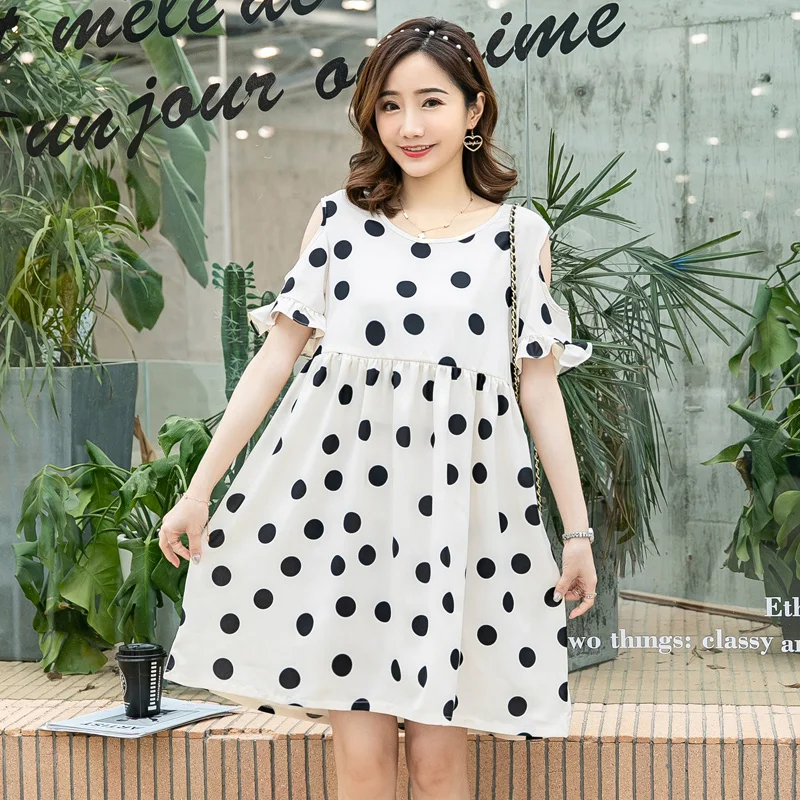 2019 Новое поступление лето платье для беременных женщина шифоновое в горошек