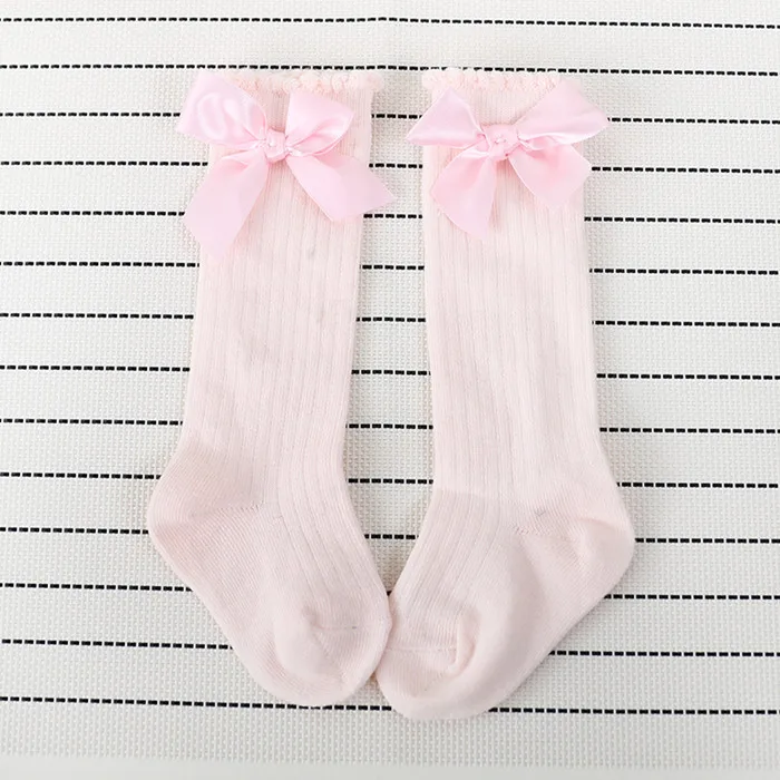 Cotton Baby Socks Bow Knee High Newborn Girl Anti Slip Leg Warmers Infant Kids Long Tube Booties Sokken 0-4T |