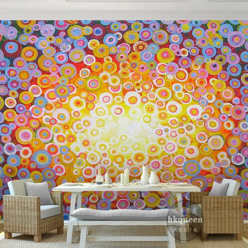 Бесплатная Доставка Великолепная золотой КТВ динамичный цвет круг шаблон фон