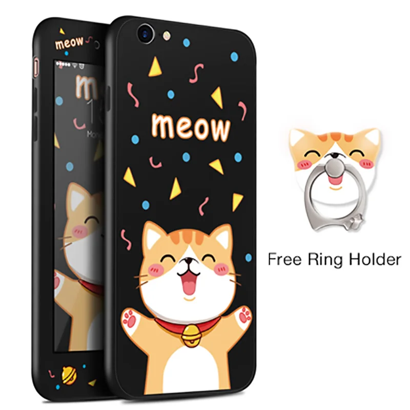 Happy Kitten ASINA 360 Полный Чехол для iPhone 6 6s чехол силиконовый милый рисунок для iPhone 6 6s Plus защита экрана бесплатно - Цвет: Happy Kitten
