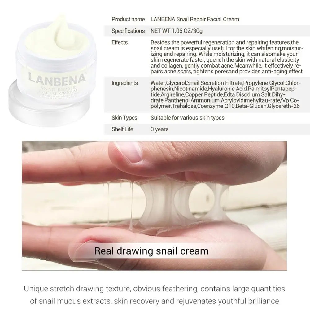 LANBENA Улитка отбеливающий крем для лица дневной против морщин старения лечение