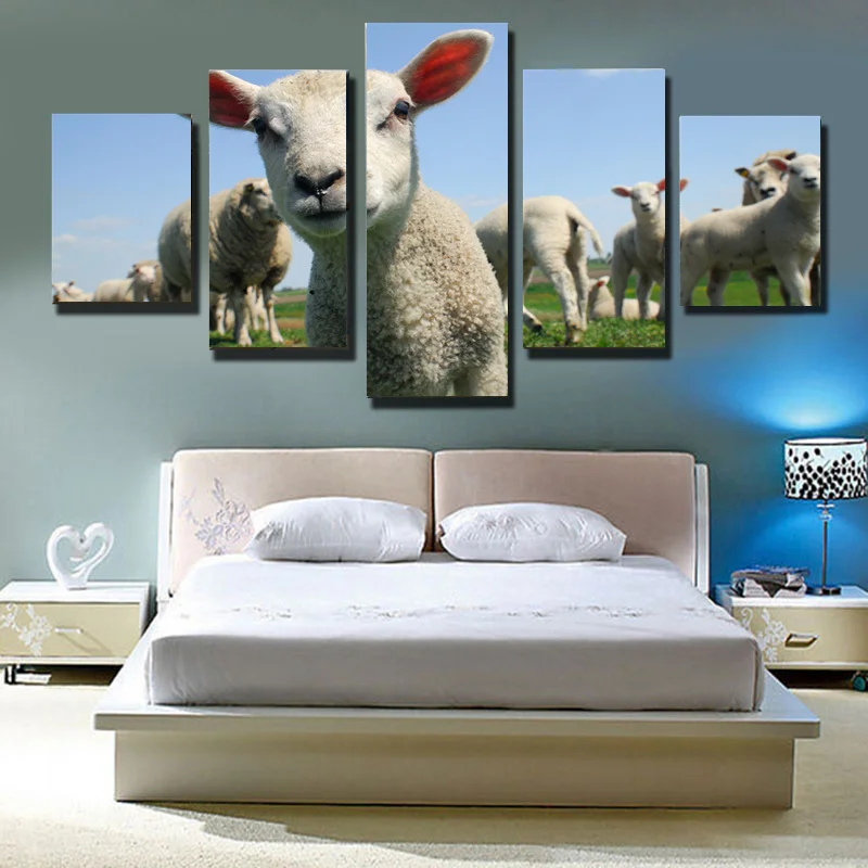 

5 шт., Картина на холсте с изображением овцы, без рамки