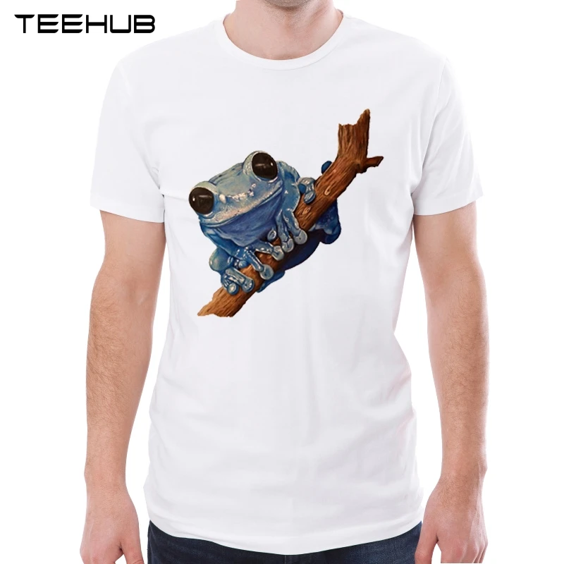 Классическая мужская футболка TEEHUB с маленькой синей лягушкой хипстерские Топы