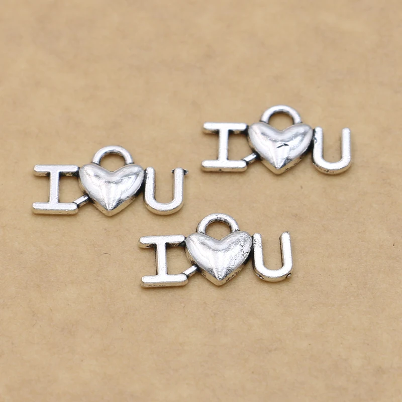 JAKONGO античное посеребренное подвески для браслета с надписью I Love You аксессуары