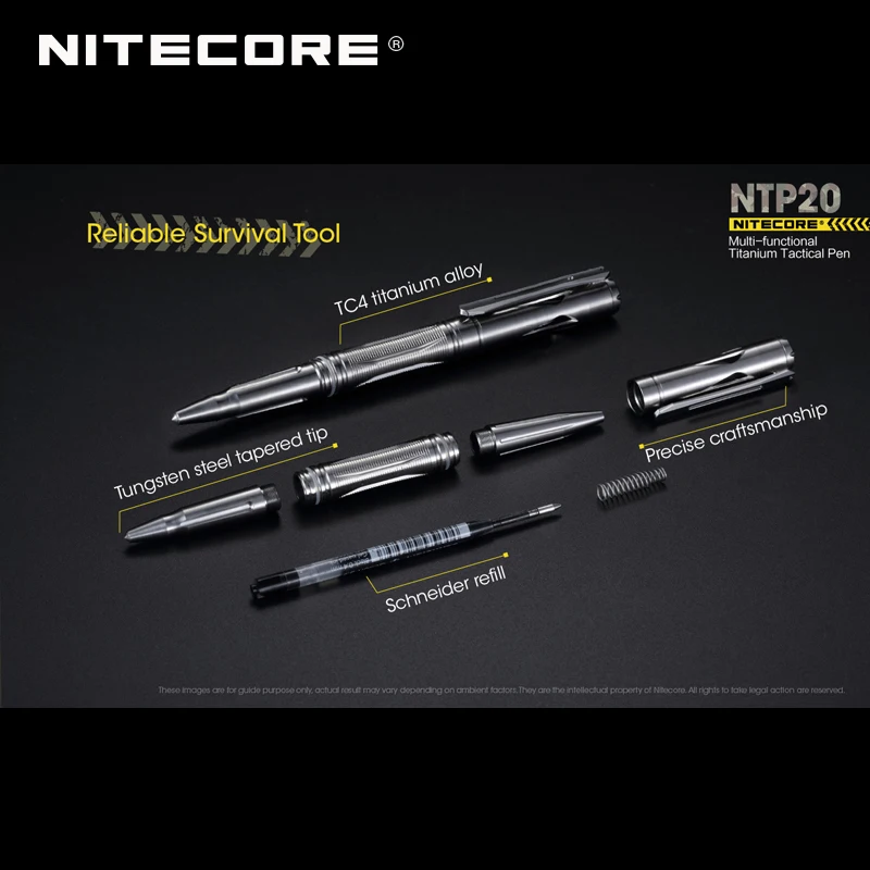 Многофункциональная титановая тактическая ручка Nitecore NTP20 для экстремальных