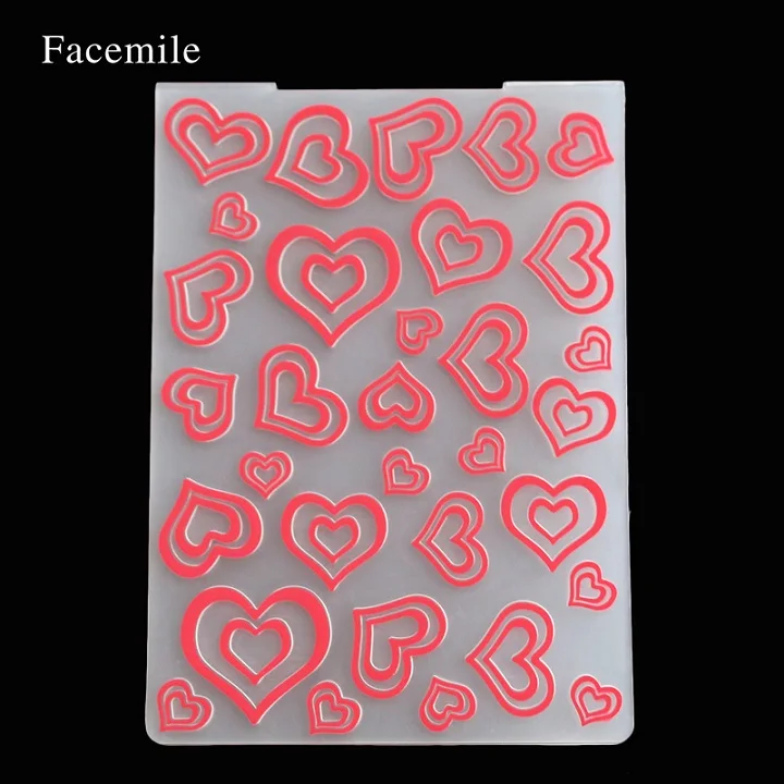 heart 2 Facemile 1 шт. пластиковый с тиснением папка для подарка Скрапбукинг нерегулярные кирпичи Тип фотоальбом карта бумага ремесленный шаблон форма - Цвет: heart 2