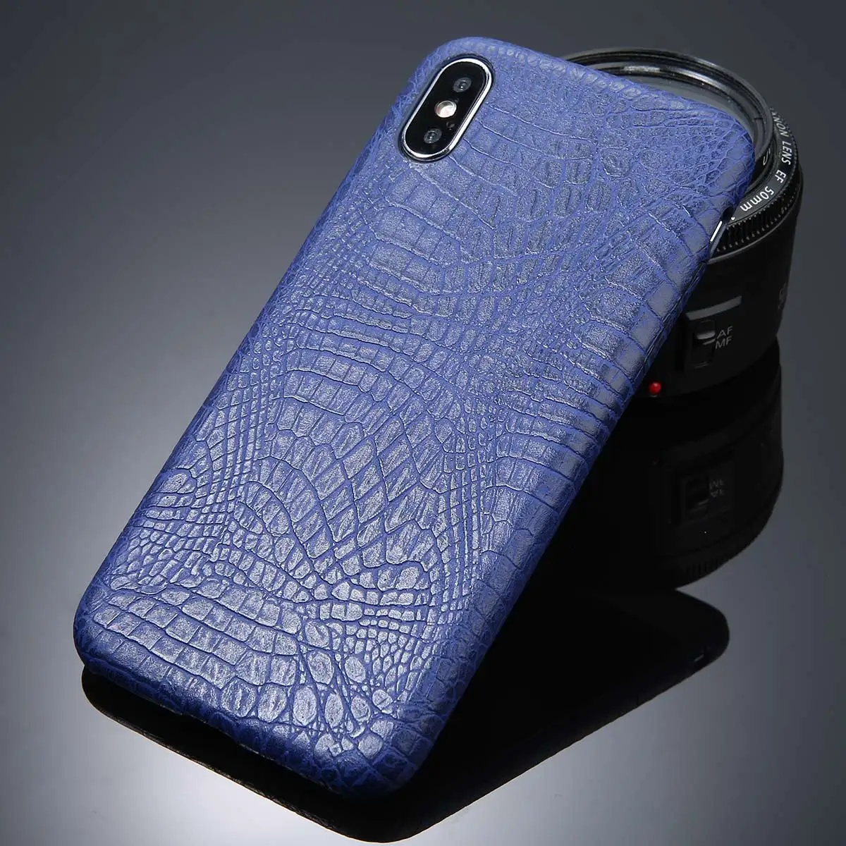 Синий Ottwn PU крокодиловая текстура чехол для iPhone 6 7 8 Plus X XR XS Max ультра тонкие кожаные чехлы для iPhone 6 6S Plus мягкая задняя крышка - Цвет: Синий