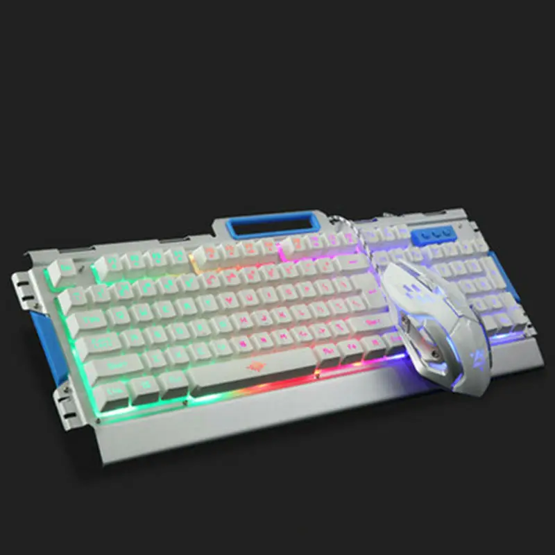 Проводной USB Подсветка Механическая игровая клавиатура мыши игры Клавиатура Мышь комбинированный красочные 3200 Точек на дюйм 1,5 м кабель для компьютера геймер
