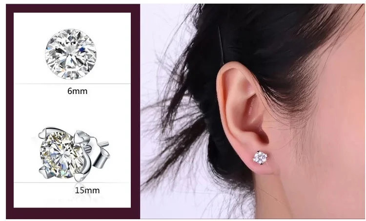 Серьги стержня Женщины 2016 Новый Роскошный циркон CZ Diamond Crystal Rhinestone Посеребренная