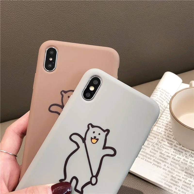 JIBAN милый медведь мультфильм чехол для iphone 8 plus X XR XS MAX 6 S 7 задняя крышка Мягкий ТПУ
