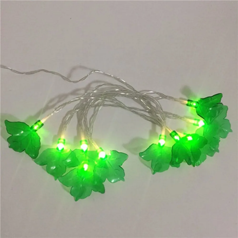 Зеленый лист LED медная проволока звезда занавес гирлянда лампа сказочное
