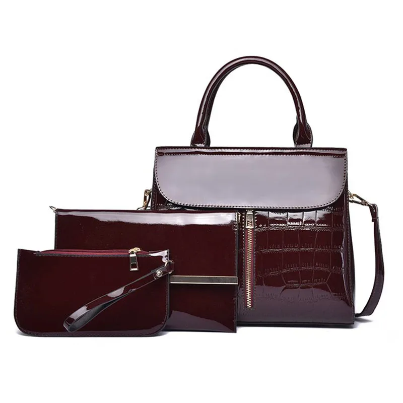 3 шт. Лакированная кожа Сумки из натуральной кожи сумки для женщин 2020 модная