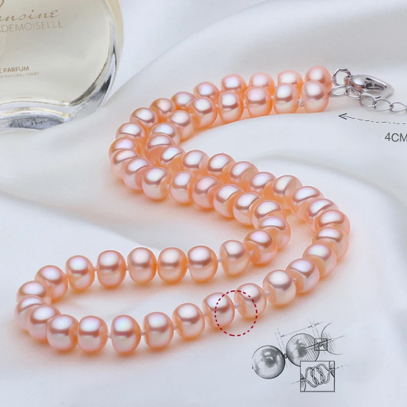 

PEISENI2020 100% natural freshwater pearl choker necklace 8-9mm Cultured Genuine Pearl silver clasp For Women Best Gifts