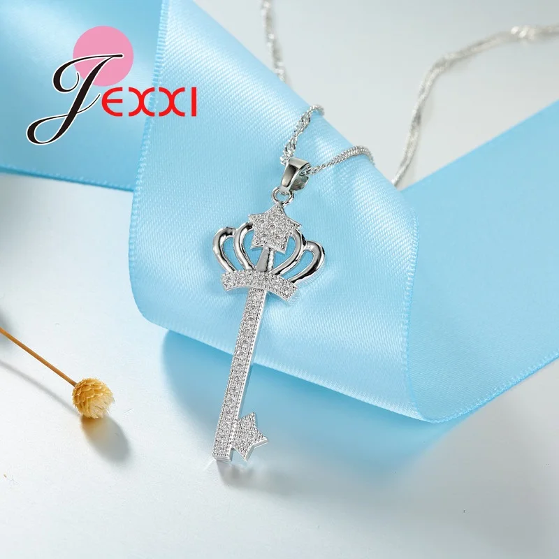 

Bling Bling Crown Jewelry Sets for Women 925 Sterling Silver Zircon CZ Crystal Necklace Earrings For Wedding Bijoux