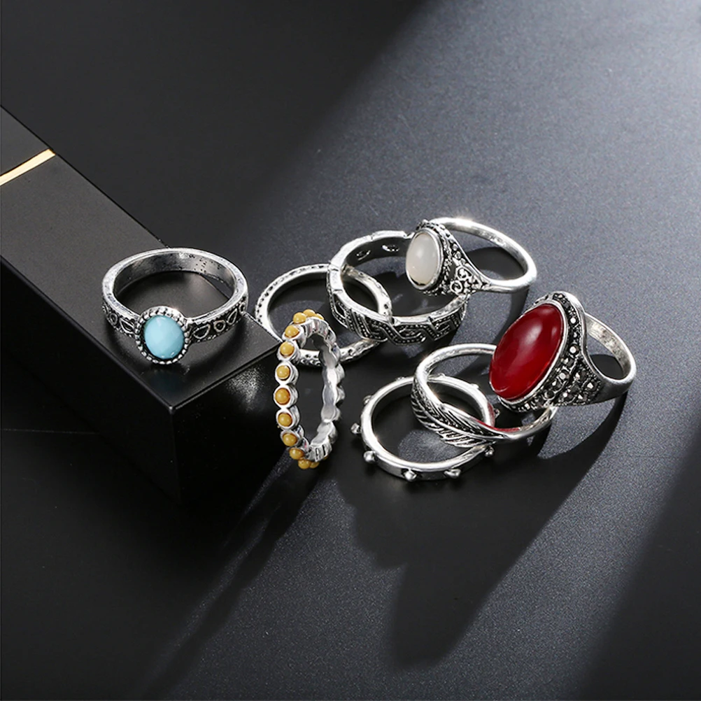 8 шт. женское и мужское античное кольцо в индийском стиле набор готическое панк