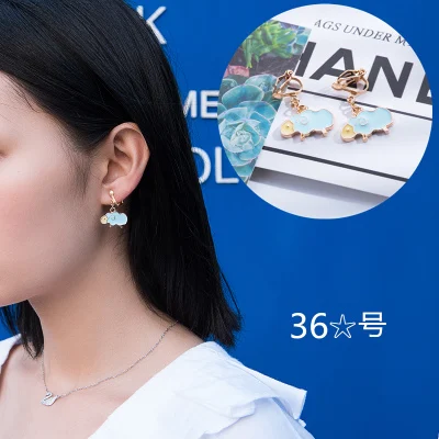 Бренд Grace Jun, маленькие клипсы, серьги без пирсинга для женщин, для детей, милые животные, кот, олень, сердце, серьги-манжеты, золотые для ушей, клипсы, 19 цветов - Окраска металла: M36