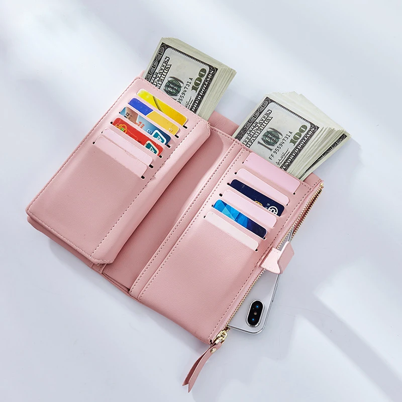 Высококачественный Женский Длинный кошелек вместительный на молнии для