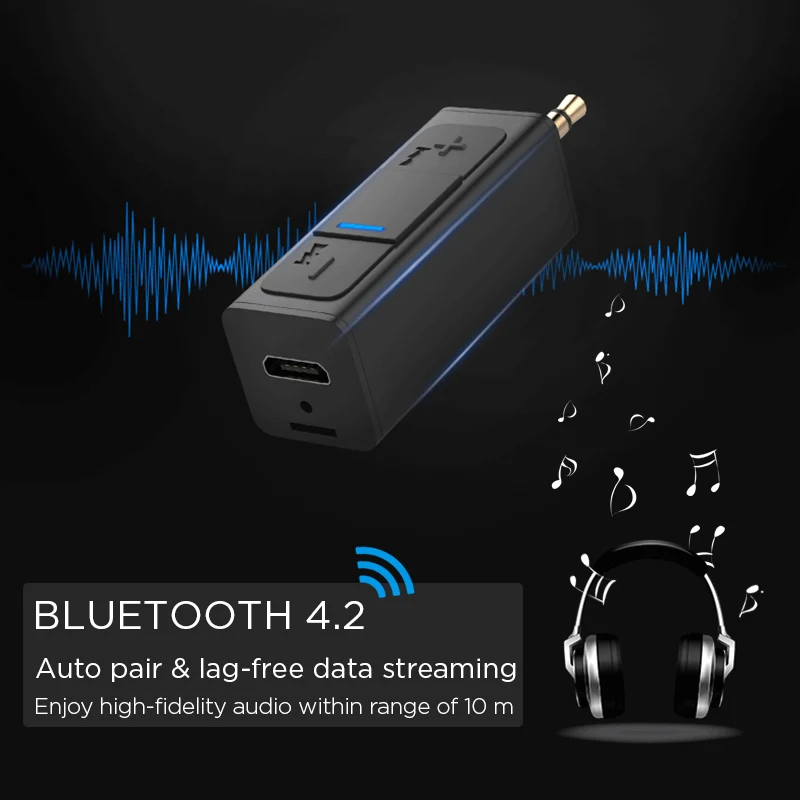 Tanggood приемник Bluetooth 4.2 AUX 3.5 мм аудио рецепторов Беспроводной Адаптер конвертер