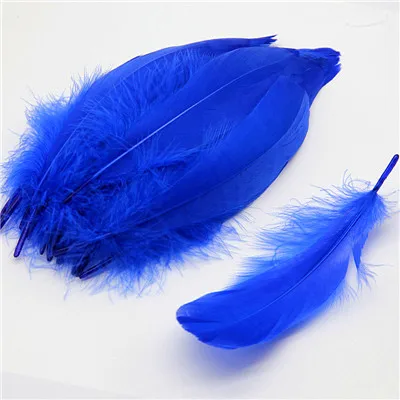 blue 50pcs Натуральные белые черные гусиные перья для рукоделия 5-7 дюймов 13-18 см DIY ювелирные перья, перо Свадебные украшения дома 50 шт - Цвет: blue 50pcs