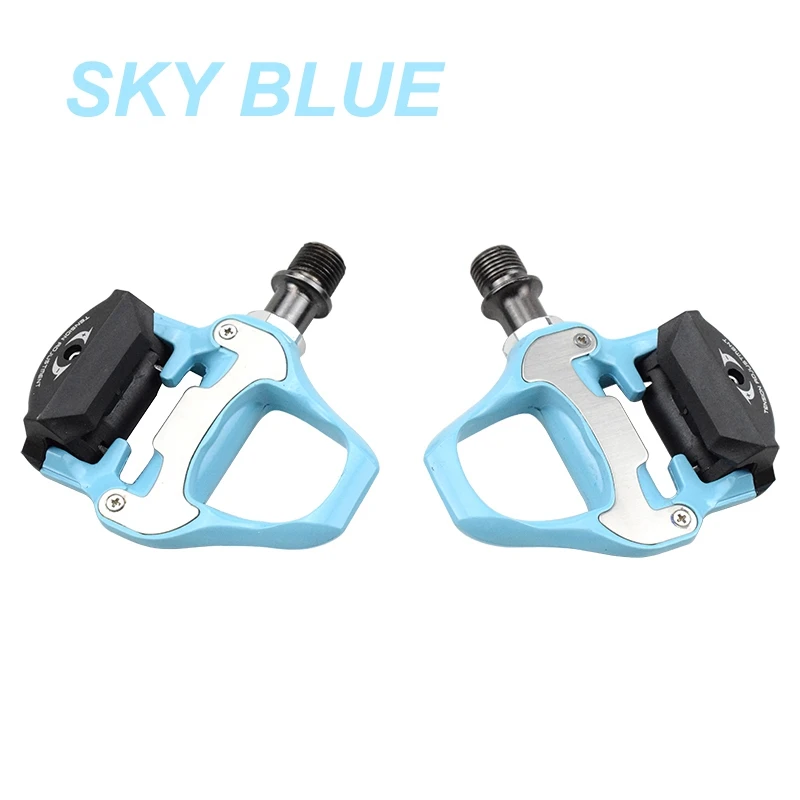 Sky Blue 5 цветов, дорожный велосипедный замок, педали, ультралегкие, дорожный, Алюминиевая педаль, велосипед, 9/16 дюймов, SPD-SL, сплав, самоблокирующиеся велосипедные педали с бутсами - Цвет: Sky Blue