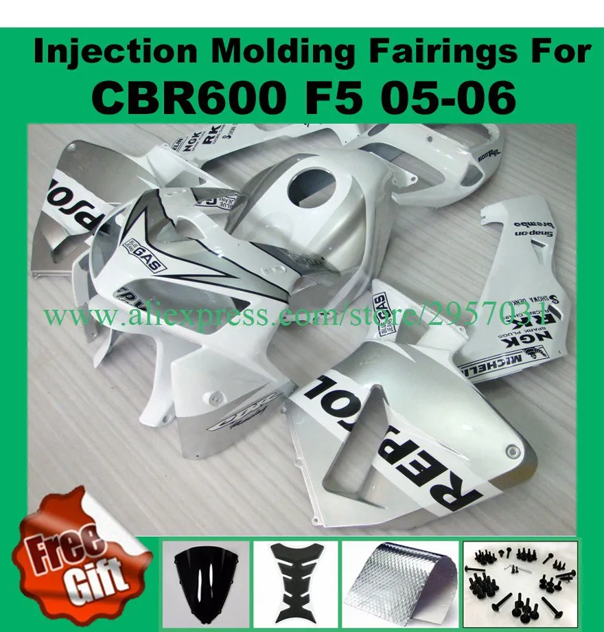 

Free screws+gifts Injection mold Gray White E9604 Fairing kit for HONDA CBR600RR F5 05 06 2005 2006 CBR600 Fairings set