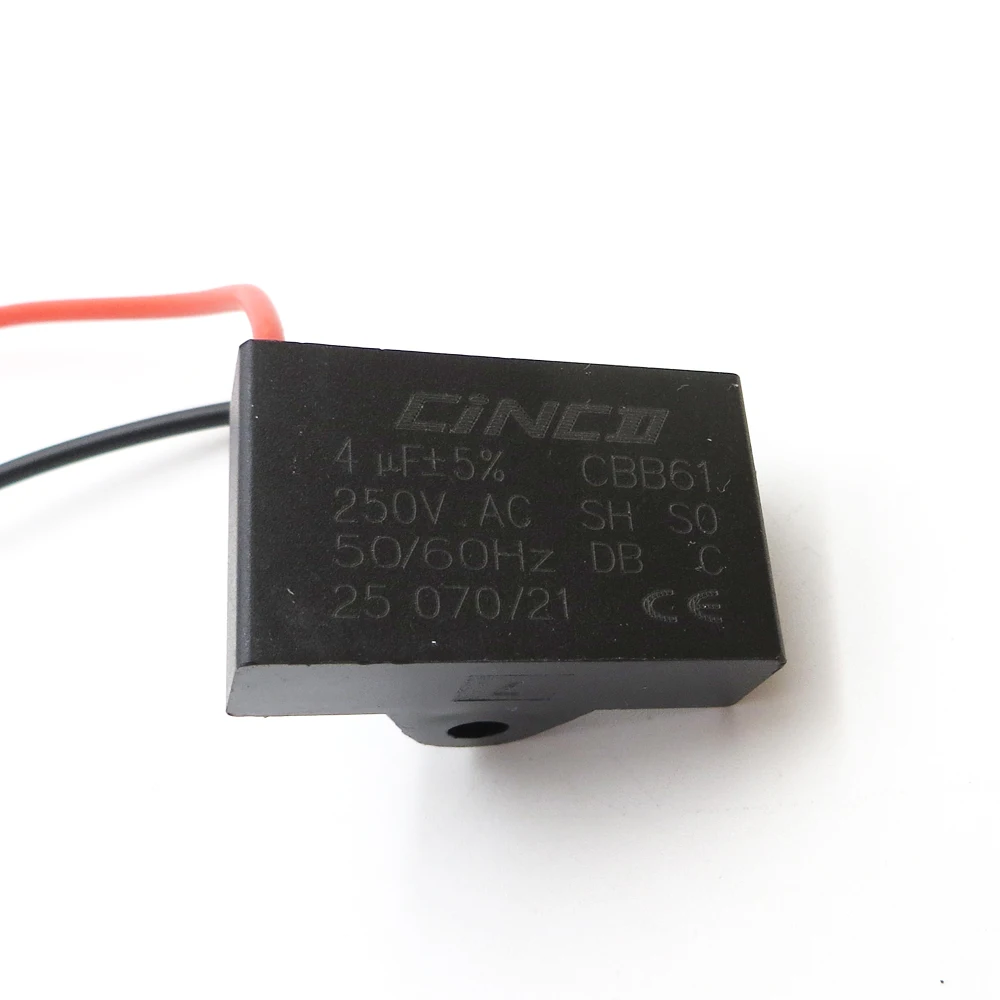 Двигатель конденсатор Электрический вентилятор Скорость CBB61 4 мкФ 250 220 V 2 провода