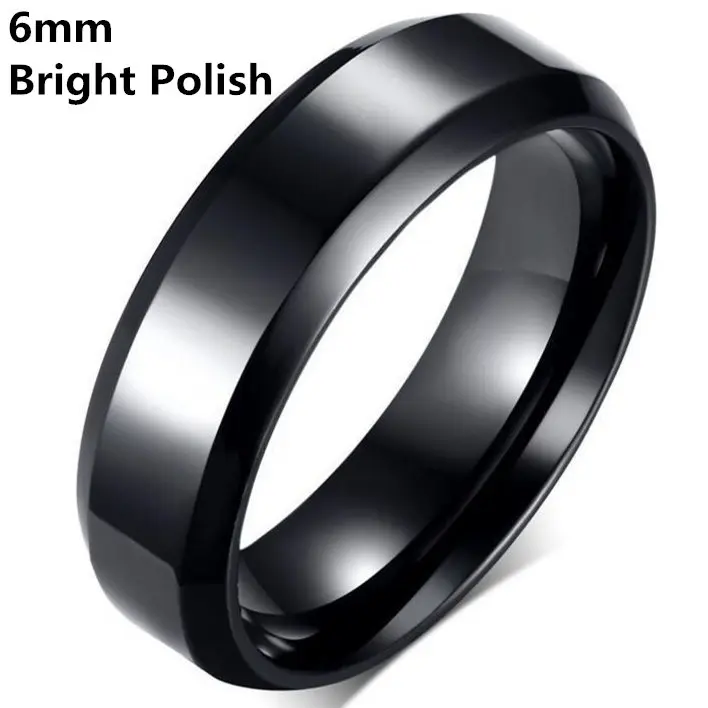 

MOREDEAR 6mm Bright Polish Black Color Titanium Ring For Men amd Women