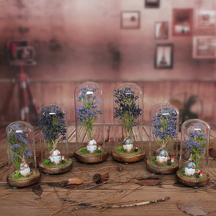 Мэн кролик творческий дар деревянное основание прозрачные стеклянные украшения