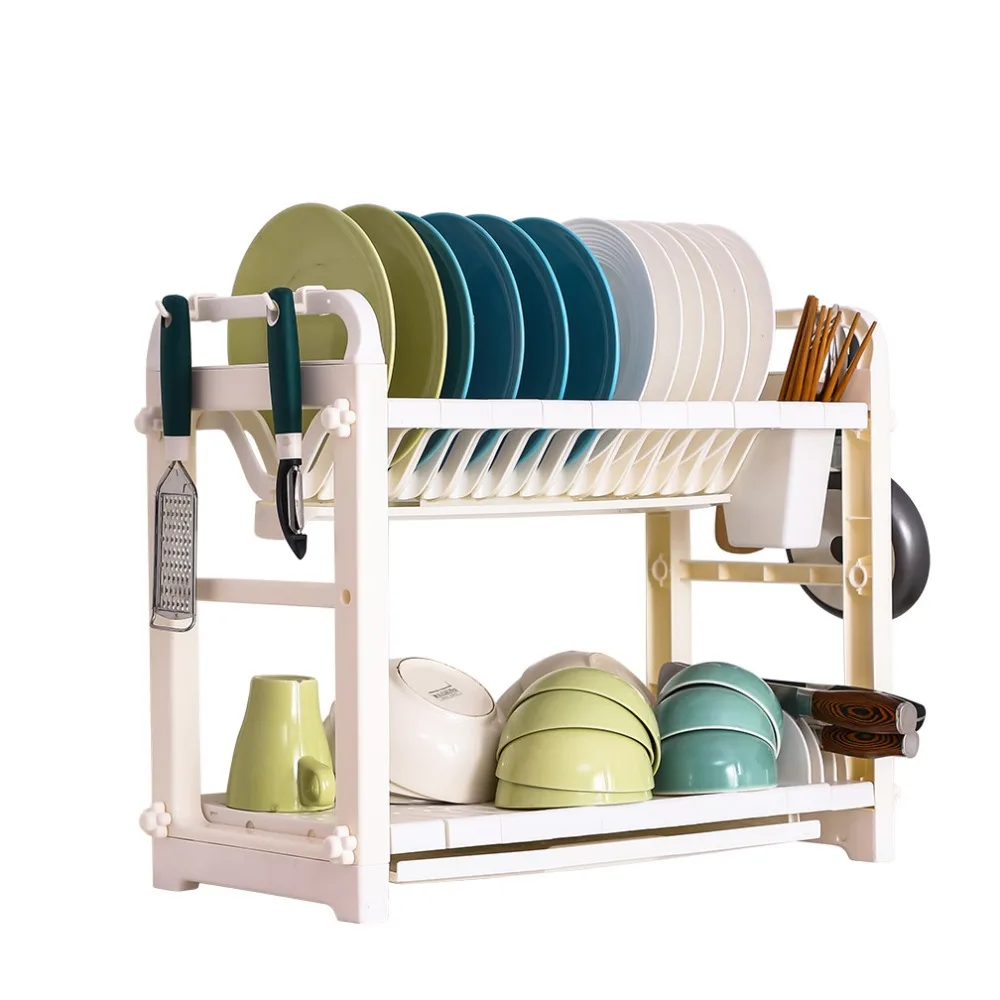 2 ярусная пластиковая кухонная миска и тарелка стойка сушилка полка для палочек