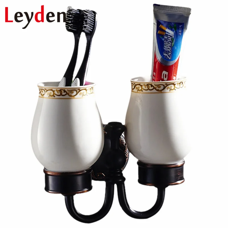 Лейден античная латунь/ORB двойная чашка стакан держатель Винтаж настенное