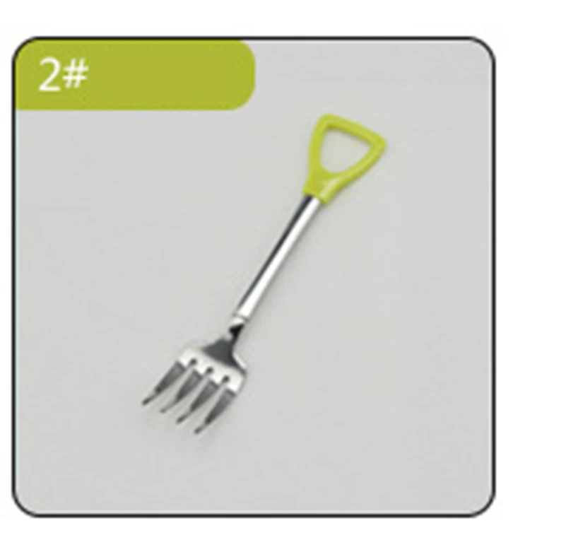 Green fork 13cm Новинка, креативная ложка из нержавеющей стали в форме лопаты для чая, кофе, сахара, ложка для мороженого, десерта, посуда, посуда - Цвет: Green fork 13cm