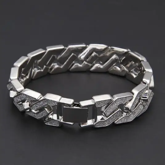 Для мужчин хип-хоп Золото Серебро Роскошные Bling Полный CZ Кристалл Часы Куба Пескоструйный браслет набор - Окраска металла: Only Silver Bracelet