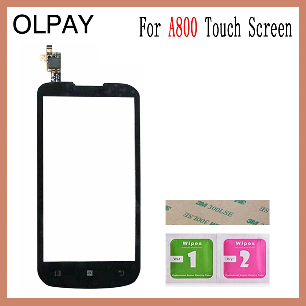OLPAY 4,5 ''мобильный сенсорный экран для lenovo A800 A 800 сенсорный экран Переднее стекло дигитайзер Бесплатный клей и салфетки