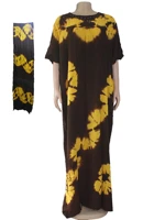 plus size tie dye xxxl large long dress diamond sequin golden black soft cotton dress with a scarf