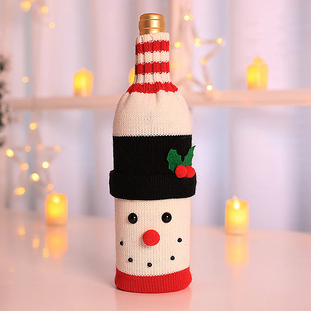 Snowman Pattern 1 шт простой узор Рождественская крышка для бутылки с красным вином Премиум декор для бутылки вина для дома вечерние крышки для бутылки вина в рождественском стиле - Цвет: Snowman Pattern