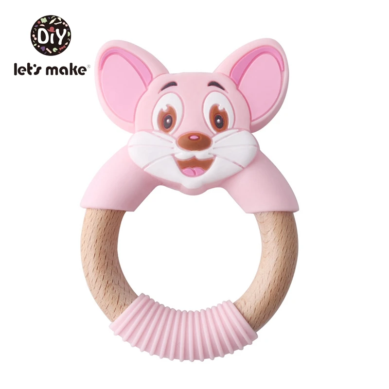 pink mouse Детские Прорезыватели, прорезыватели для зубов, Силиконовые Прорезыватели для зубов, мультяшная мышь, BPA Free, Лидер продаж, новинка, для еды, сделай сам, пустышки, 1 шт., прорезыватели - Цвет: pink mouse