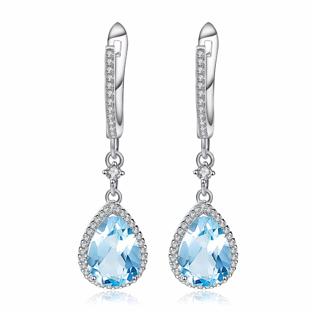 

Серьги-подвески женские из серебра 925 пробы с натуральным голубым топазом