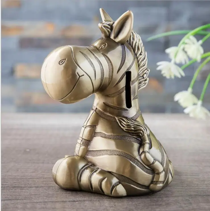 creative cartoon zebra metal piggy bank cash box coins for money safe coin dispenser chirldren's gift PB032 | Дом и сад