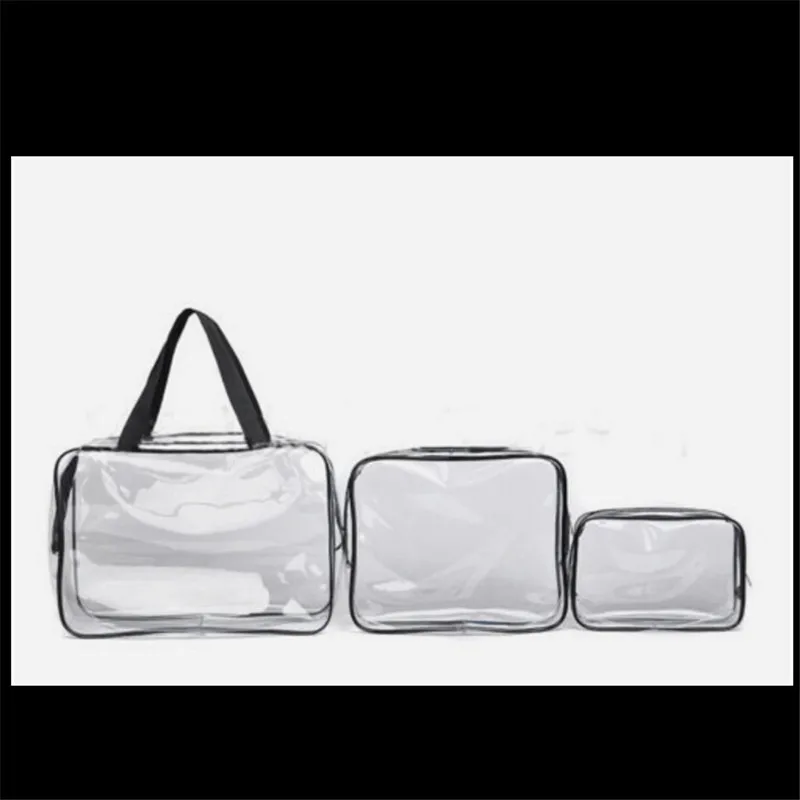 

3Pcs Set Cosmetic Woman Makeup Toiletry Clear Waterproof PVC Zipper Travel Wash Bag Holder Pouch Kit