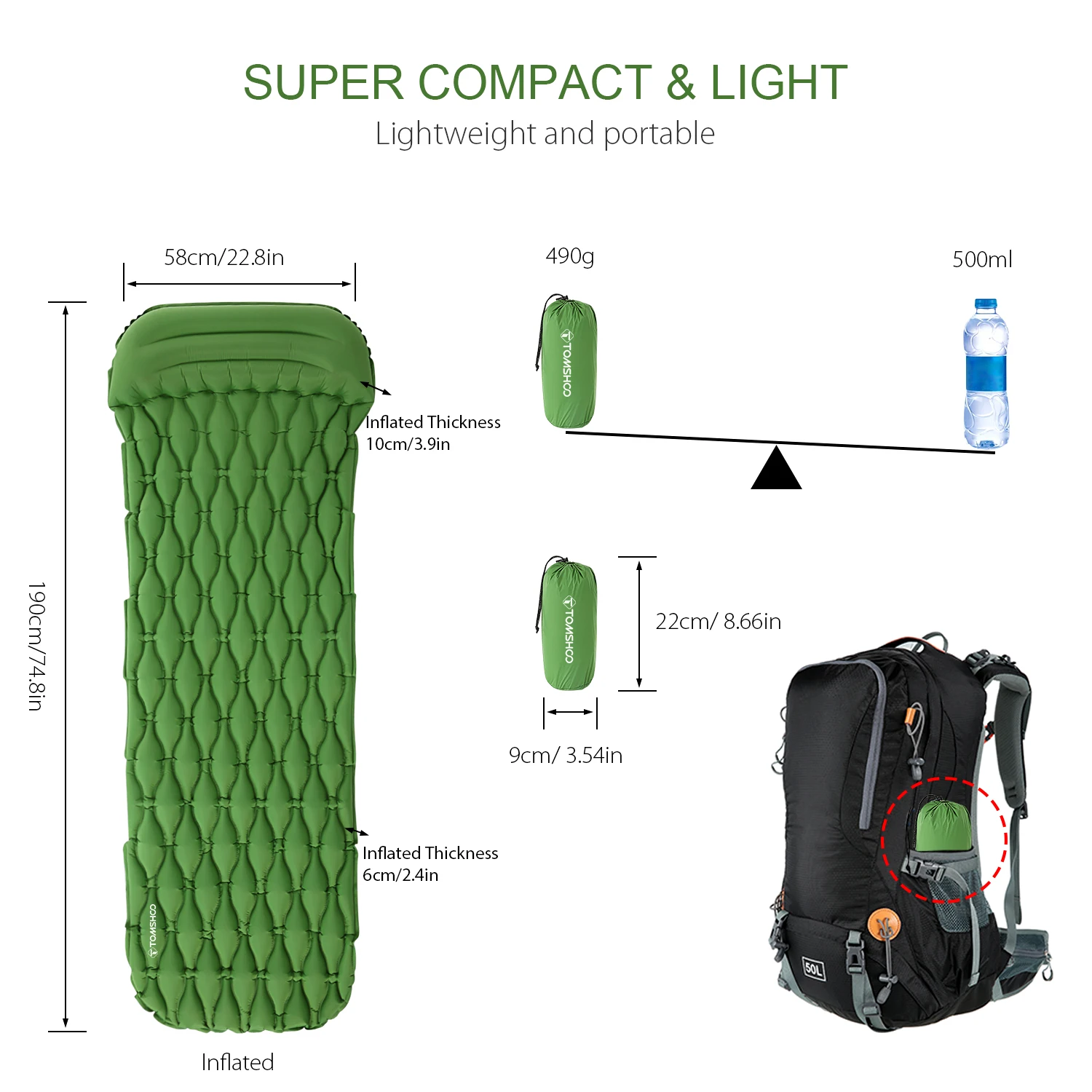 TOMSHOO надувной матрас кровать ltralight спальный коврик для кемпинга пешего туризма