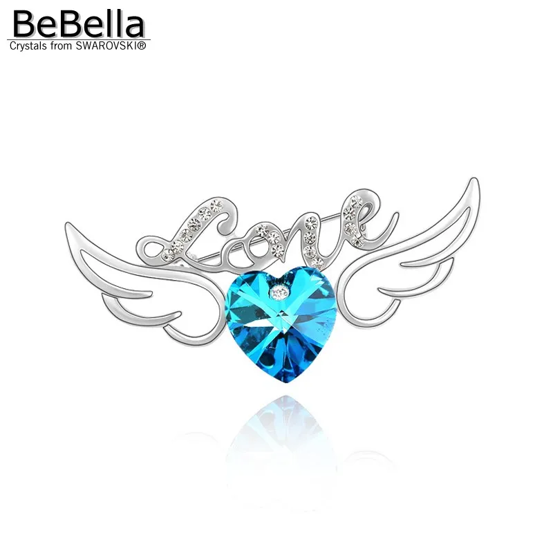 BeBella 6 видов цветов женские сердца брошь с крыльями сделаны элементами Swarovski|wing