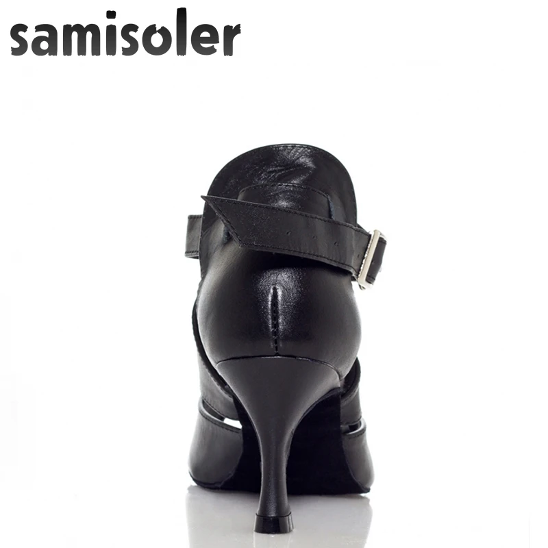 

Samisoler Black Leather Ballroom Dance Shoes ladies shoes latin dancing shoes tango latin dance shoes women professional dance
