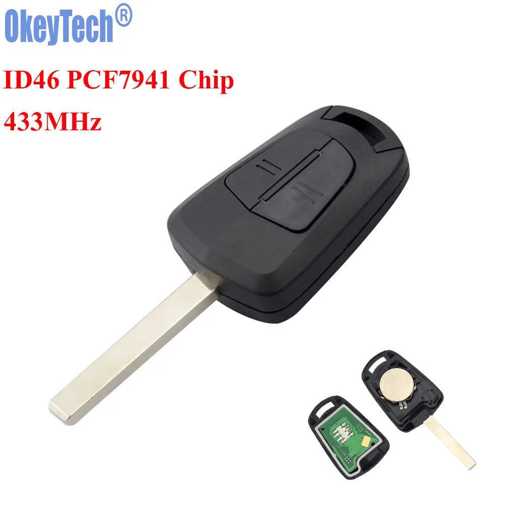 OkeyTech новый 2 кнопки Автомобильный Дистанционный брелок 433 МГц ID46 PCF7941 чип для Vauxhall
